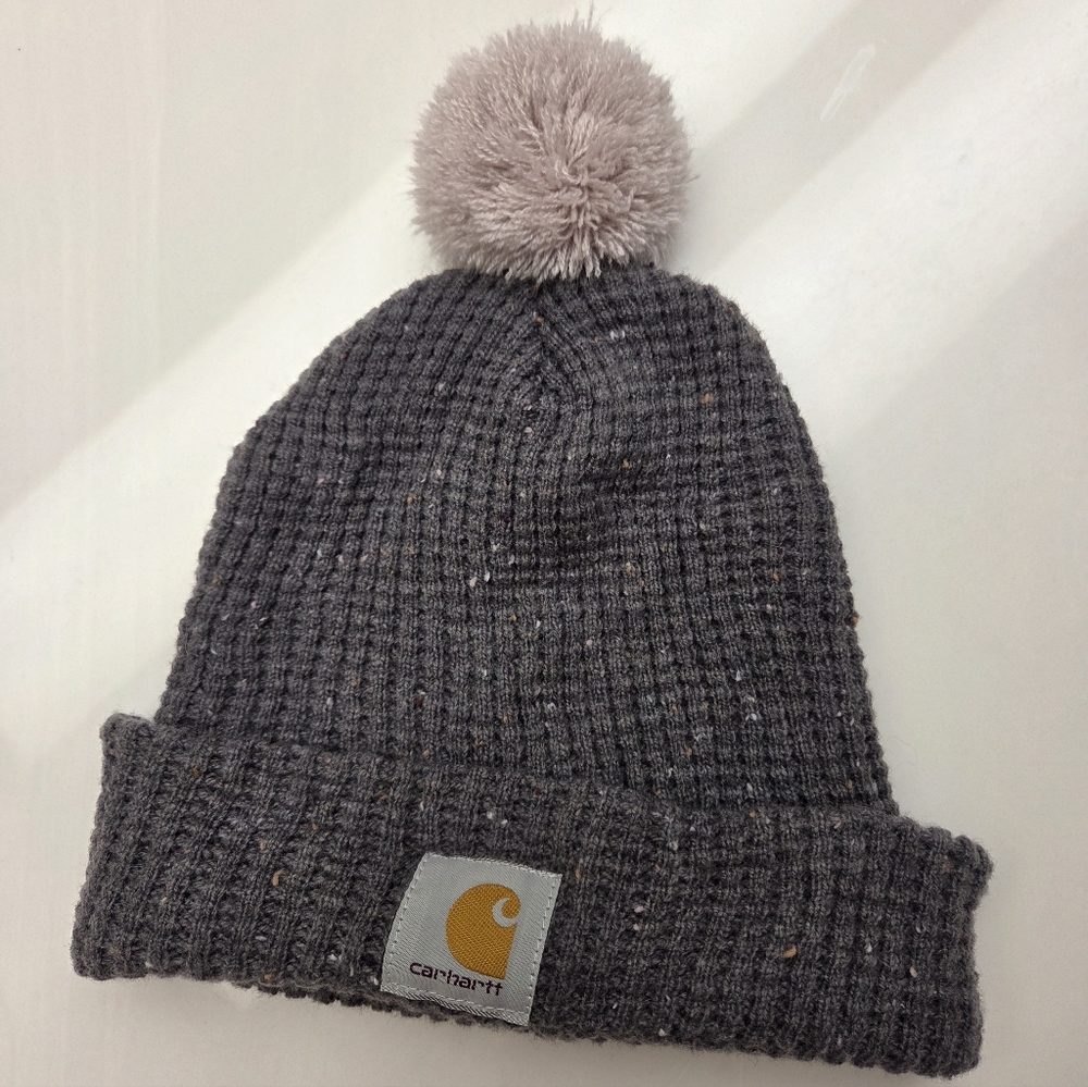 Carhartt Women's Charcoal Knit Beanie with Pom-Pom